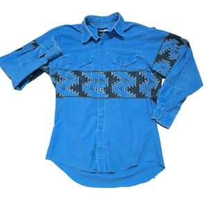 Mens 90s Vintage Wrangler Aztec Cowboy Western Shirt Navajo Large 16-1/2 35